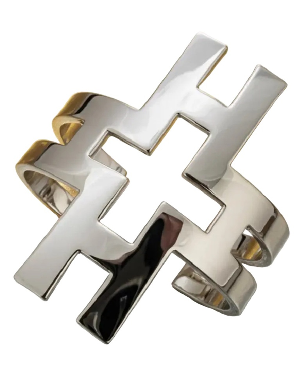 Authentic Tory Burch Bold Design Polished Silver Hicks Large Cuff Bracelet NWT